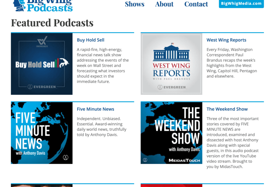 Big Whig Podcasts Launch Page