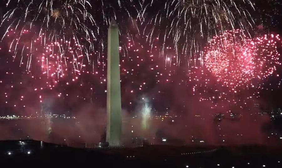 2021 Inaugural Fireworks Display at the Washington Monument caught with Big Whig Media's Rooftop Cameras on the Willard Hotel